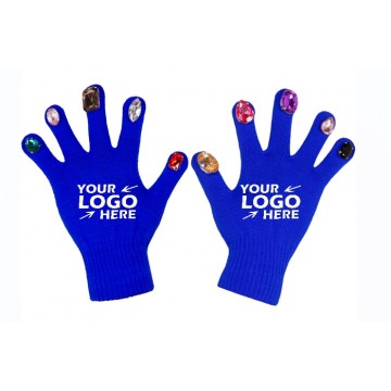 Colorful Knitted Gloves with Diamond for Adult