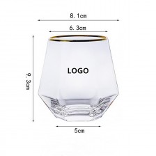 10oz Diamond Crystal Glass Whisky Mug with Golden Rim