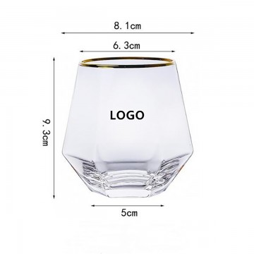 10oz Diamond Crystal Glass Whisky Mug with Golden Rim