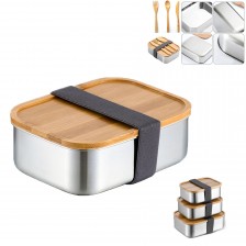 Stainless Steel Wooden Lid Square Lunch Box