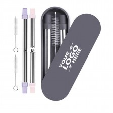 Collapsible Stainless Straw Straws with Case Cleaning Brush