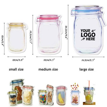Medium Stand-up Mason Jar Style Zipper Bag