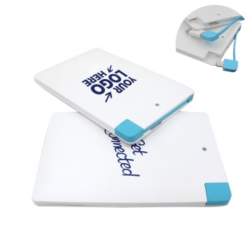 2500 mAh Ultra Thin 2-in-1 Built In Cable Power Bank